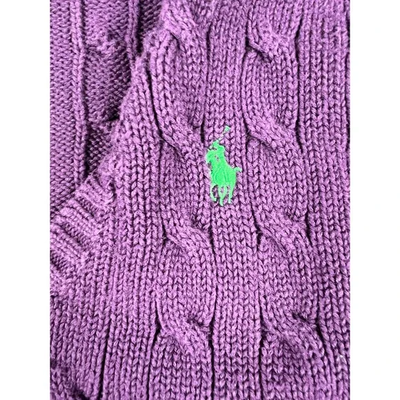 Vintage 90s Ralph Lauren Sport Cable Knit Sweater Women's Medium Classic Preppy - Picture 4 of 7